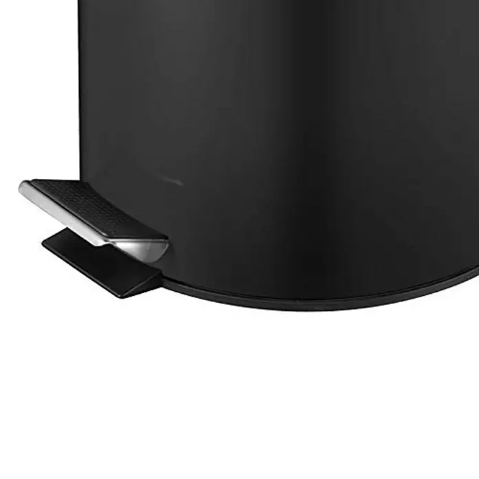 Proregal Treteimer Runder Tretabfallsammler mit herausnehmbaren Kunststoff-Inneneimer - 12 l, Metall, Schwarz - Detailaufnahme eines schwarzen Tretabfalleimers, der Funktionalität und modernes Design vereint.\n