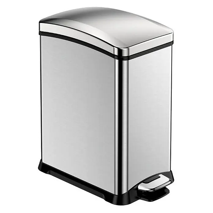 Proregal Treteimer Rechteckiger Treteimer aus gebürstetem Edelstahl - 15 l, Edelstahl, Silber - Edelstahl-Treteimer mit rechteckiger Form und sanft abgerundeten Ecken, ideal für Küche oder Bad. Praktisch und stilvoll.