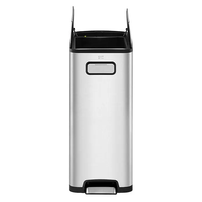 Proregal Treteimer Modern designter Treteimer zur Abfallscheidung aus gebürstetem Edelstahl - 30 l, Edelstahl, Edelstahl - Silberfarbener EKO-Mülleimer mit Pedal und offenem Deckel für den modernen Haushalt.\n