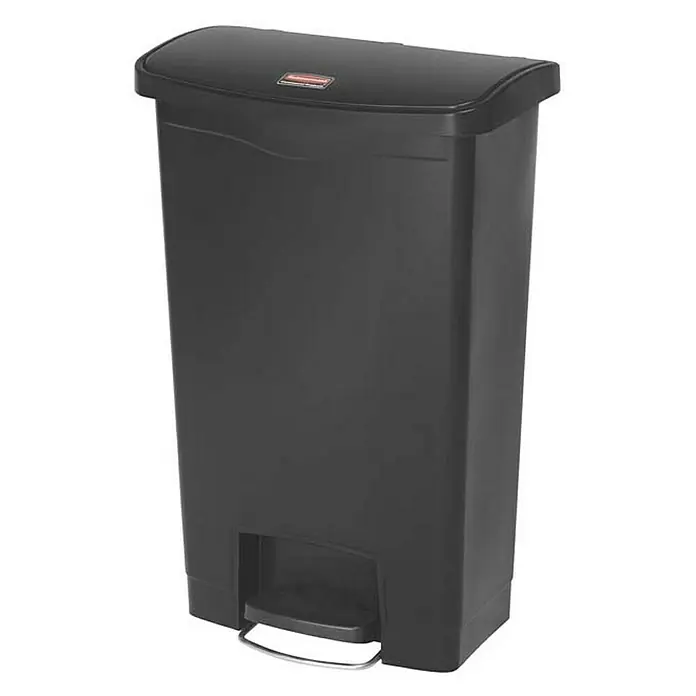 Proregal Treteimer Rubbermaid Slim Jim Step On Container Front Step Pedal-Abfalleimer - 50 l, Kunststoff, Schwarz - Schwarzer Rubbermaid-Treteimer mit Deckel. Robust und ideal für Küche oder Bad, bietet er freihändiges Bedienen.