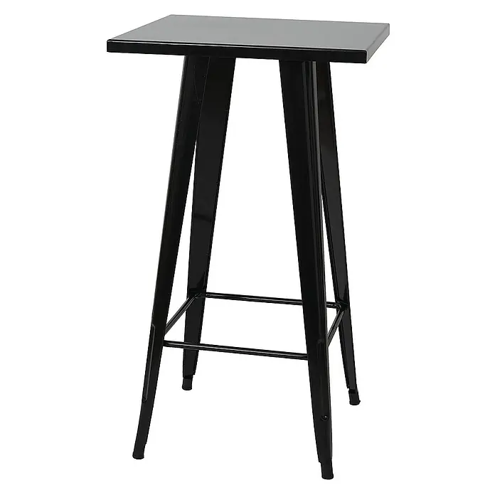 Chefgastro Garten-Stehtisch mit Metall-Tischplatte - Eckig, Schwarz - Schwarzer, quadratischer Barhockertisch. Das schlanke Design macht ihn zu einer stilvollen Ergänzung für jede Bar oder Küche.