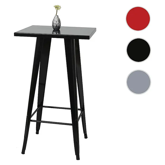 Chefgastro Garten-Stehtisch mit Metall-Tischplatte - Eckig, Schwarz - Elegantes Foto eines schwarzen Stehtisches mit einer Vase. Zur Auswahl stehen die Farben Rot, Schwarz und Grau.