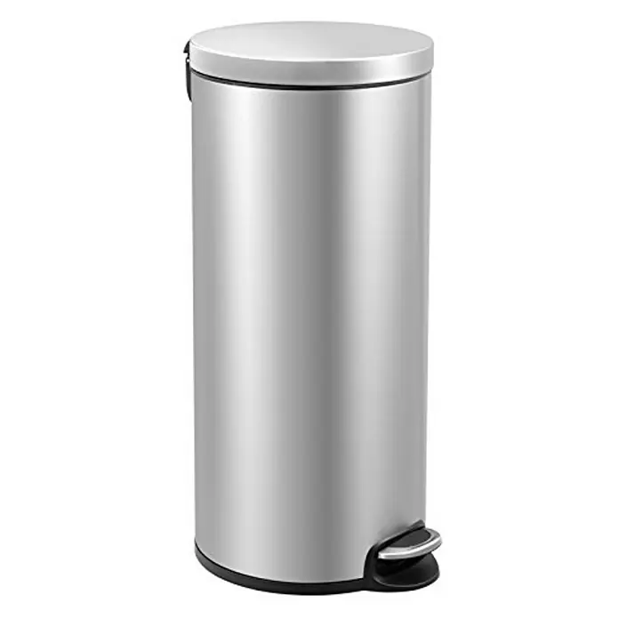 Proregal Treteimer - 30 l, Edelstahl, Matt Edelstahl - Dieser moderne, silberfarbene Treteimer ist ideal für Bad oder Küche und bietet eine hygienische Abfallentsorgung mit seinem praktischen Fußpedal.