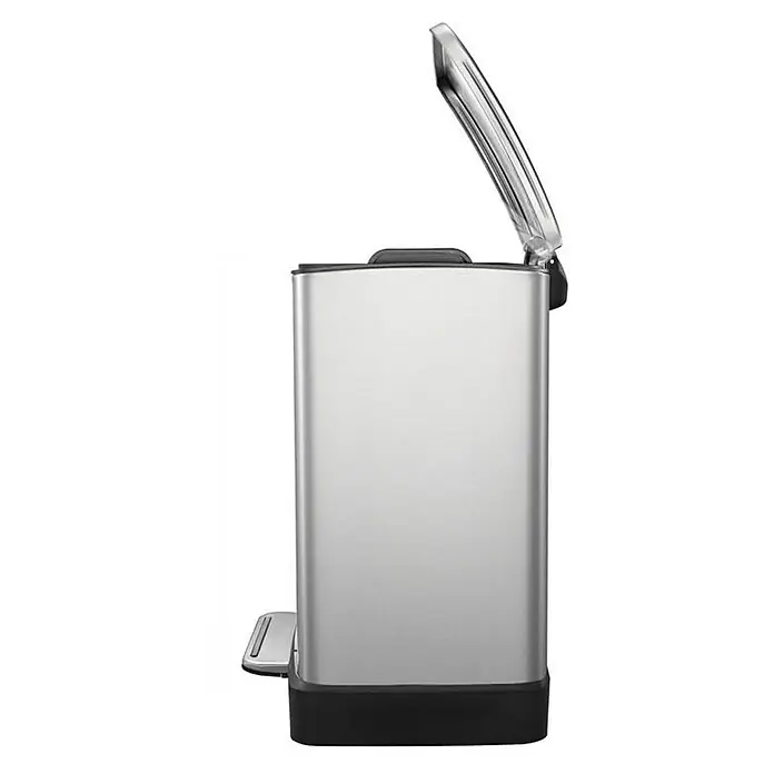 Proregal Treteimer Stilvoller rechteckiger Treteimer mit extra breitem Pedal - 46 l, Edelstahl, Rot, Deckel Edelstahl - Abfallbehälter aus Edelstahl mit offenem Deckel und Pedal für einfache Bedienung.