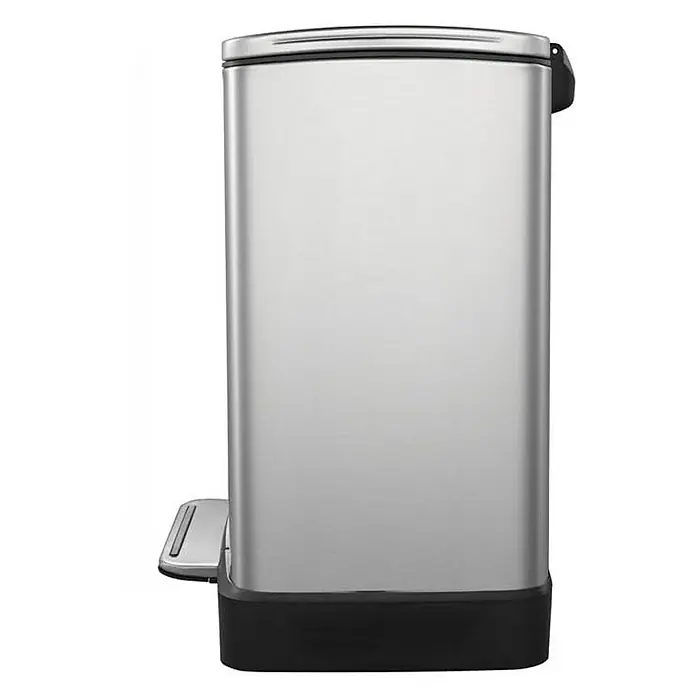 Proregal Treteimer Stilvoller rechteckiger Treteimer mit extra breitem Pedal - 46 l, Edelstahl, Rot, Deckel Edelstahl - Silberfarbener, rechteckiger Treteimer aus Metall mit schwarzem Sockel für den modernen Haushalt.