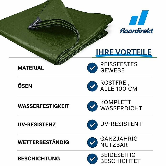 Floordirekt Abdeckplane (L x B: 12 x 10 m, Grammatur: 240 g/m², Grün) | BAUHAUS