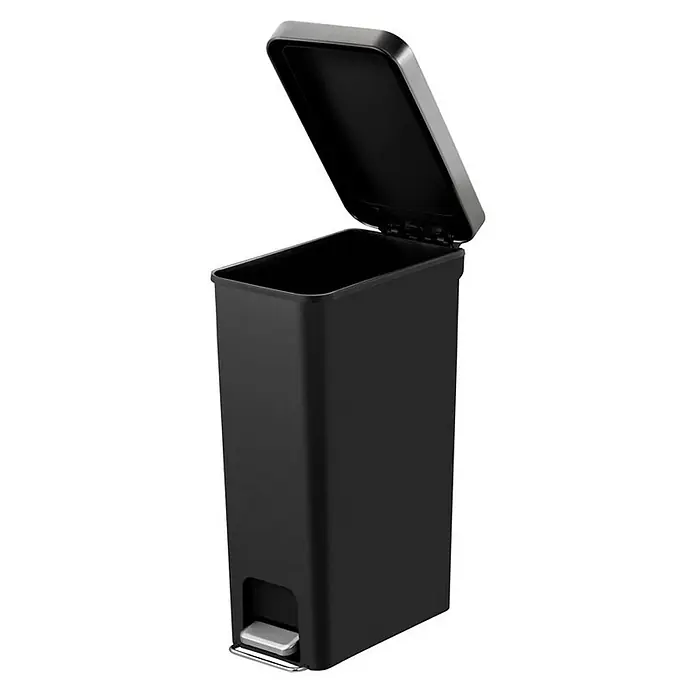 Proregal Treteimer Funktionale Treteimer aus Kunststoff mit Soft-Close-Deckel - 40 l, Kunststoff, Schwarz - Schwarzer Tretmülleimer mit offenem Deckel. Der Treteimer ist aus robustem Material und ideal für Küche und Bad.