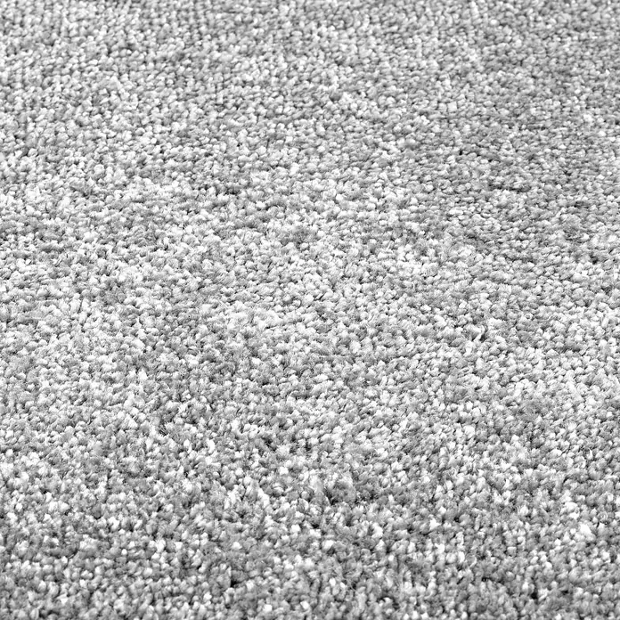 Kurzflorteppich Sundae - Silber, 200 x 200 cm, 100 % Polypropylen - Nahaufnahme eines weichen, grauen Teppichs mit dichter Textur. Ideal für Wohnräume und Schlafzimmer.