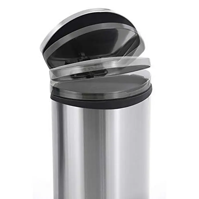 Proregal Treteimer Auffallender muschelförmiger Treteimer - 30 l, Edelstahl, Edelstahl / Silber - Ein Mülleimer aus Edelstahl mit einem schwingenden Deckel, der sich teilweise öffnet, ideal für Küche oder Bad.