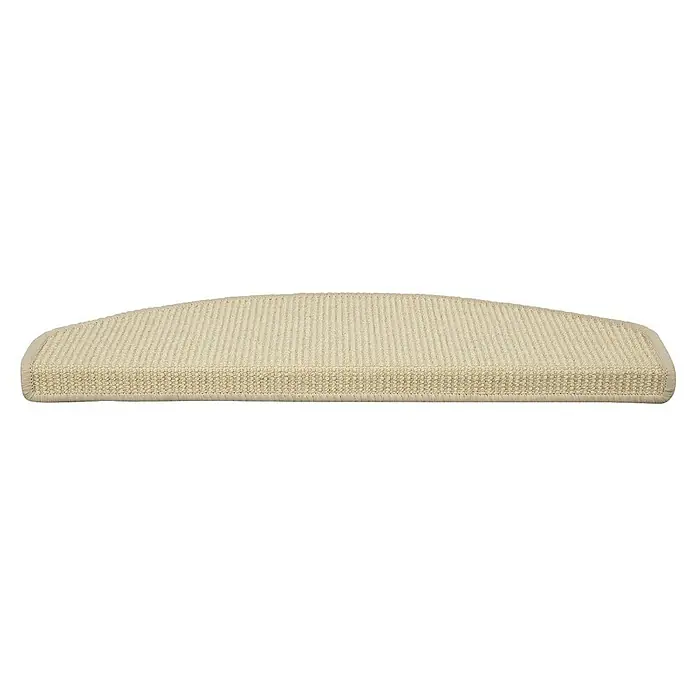 Stufenmatte Sisal - 65 x 23,5 cm, Elfenbein, Halbrund - Halbkreisförmige Treppenstufe aus Sisal mit strukturiertem Design. Ideal für zusätzlichen Komfort und Sicherheit auf Treppen.