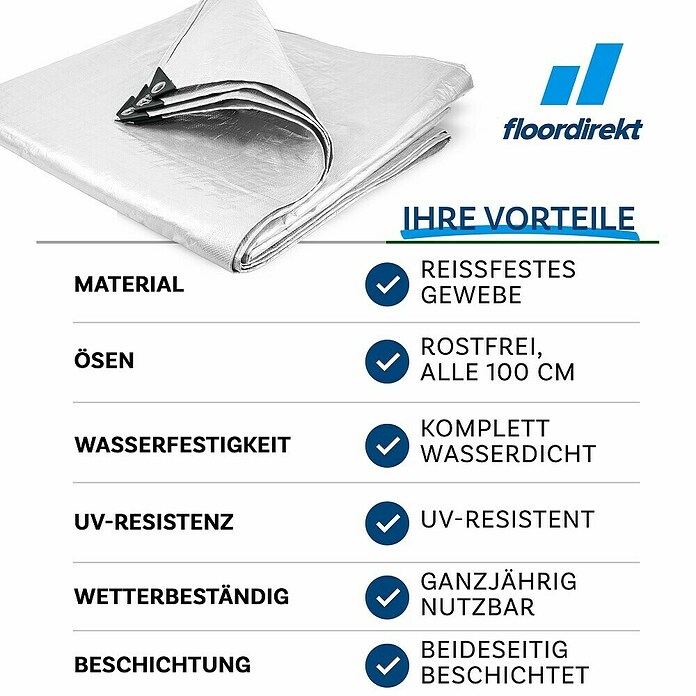 Floordirekt Abdeckplane (L x B: 3 x 2 m, Grammatur: 240 g/m², Weiß) | BAUHAUS