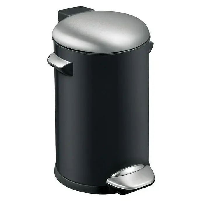 Proregal Treteimer Retro Treteimer mit markanten Griffen und Kugelkappe - 20 l, Kunststoff, Schwarz - Ein stilvoller, schwarzer Treteimer mit einem Deckel und Pedal aus rostfreiem Stahl. Ideal für Bad oder Küche mit praktischen Tragegriffen.