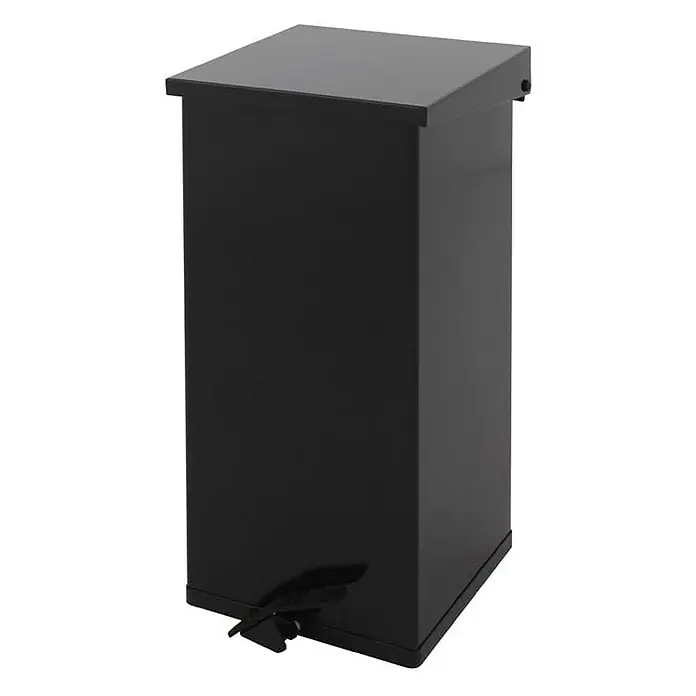 Proregal Treteimer Eckiger feuerfester Pedal-Abfallbehälter Haiti mit Softclose Deckel - 55 l, Aluminium, Schwarz - Schwarzer, rechteckiger Treteimer mit Deckel für Badezimmer oder Küche.