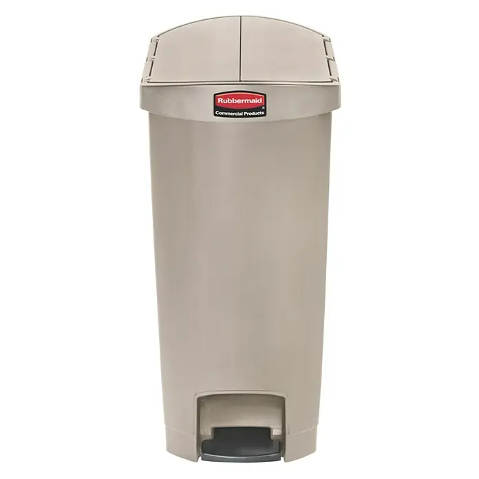 Proregal Treteimer Rubbermaid Slim Jim Step On Container End Step Pedal-Abfalleimer - 50 l, Kunststoff, Beige - Robuster, beiger Rubbermaid Treteimer für den gewerblichen Gebrauch. Ideal für Abfallentsorgung mit praktischem Fußpedal und großem Fassungsvermögen.