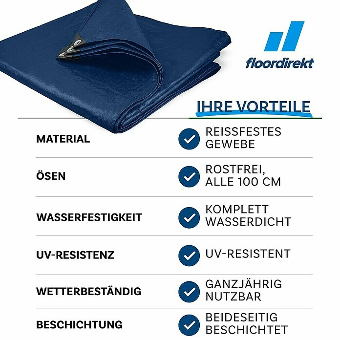 Floordirekt Abdeckplane (L x B: 14 x 8 m, Grammatur: 140 g/m², Blau) | BAUHAUS