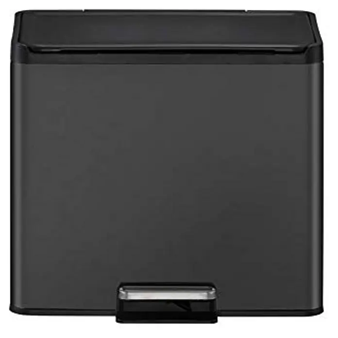 Proregal Treteimer - 29 l, Edelstahl, Schwarz - Schwarzer Treteimer aus Edelstahl mit Deckel und Fußpedal. Ideal für Küche oder Bad, robust und hygienisch.