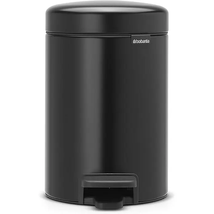 Proregal Treteimer Brabantia Klassischer Tretmülleimer mit Soft-Verschluss - 3 l, Metall, Metallik Schwarz - Schwarzer Brabantia Treteimer mit einem Fassungsvermögen von mehreren Litern, ideal für Küche oder Bad, mit Fußpedal zum Öffnen.