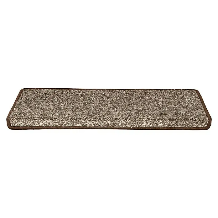 Stufenmatte Lyon - 65 x 23,5 cm, Braun, Rechteck - Braune Fußmatte mit einer weichen, strukturierten Oberfläche und einer dunkleren Umrandung, ideal für Eingangsbereiche oder Badezimmer.