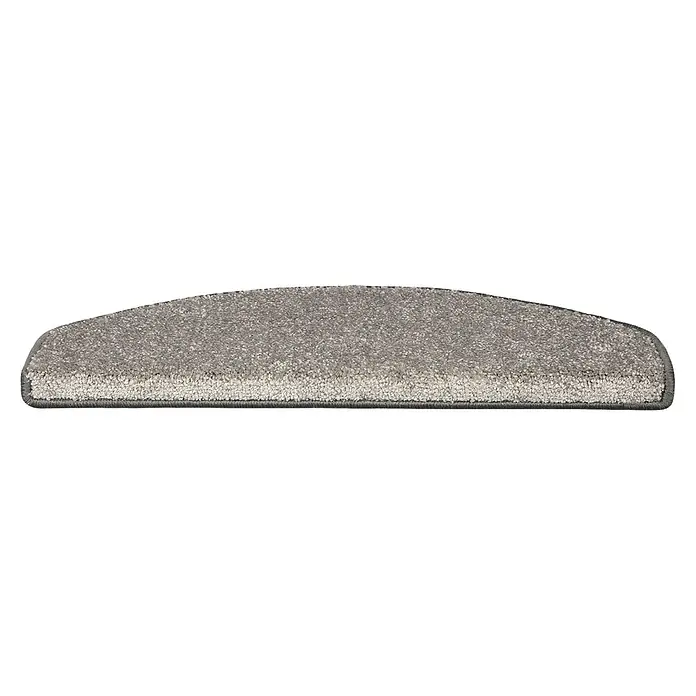 Stufenmatte Sundae - 65 x 23,5 cm, Silber, Halbrund - Halbmondförmiger Teppich für Treppen in Grau mit zweifarbiger Textur für zusätzlichen Komfort und Stil.