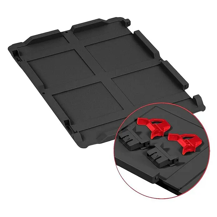 Proregal Euroboxen-Set 10x Eurobox NextGen Grip mit Scharnierdeckel und roten Verschlüssen - Kunststoff, Schwarz, 10 Stk. - Kofferraum-Organizer in Schwarz, mit Fächern und roten Halteklammern für sicheren Halt. Praktisch und robust für jedes Auto.