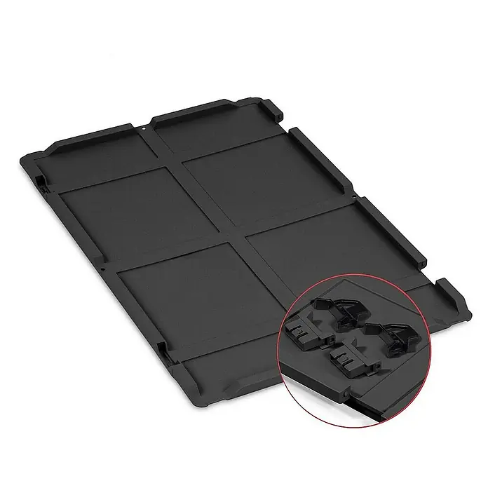 Proregal Euroboxen-Set 4x Eurobox NextGen Grip mit Scharnierdeckel und schwarzen Verschlüssen - Kunststoff, Schwarz, 4 Stk. - Schwarze Kofferraummatte mit rechteckigem Design und Zubehör für eine einfache Installation im Fahrzeug.