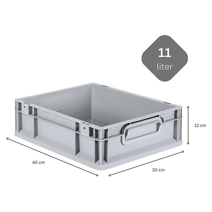 Proregal Euroboxen-Set 5x Eurobox NextGen Economy mit Auflagedeckel und 4x Verschlüsse Schwarz - Kunststoff, Grau, 5 Stk. - Graue 11-Liter-Kunststoffbox mit den Maßen 40x30x12 cm, ideal für Lagerung und Organisation. Praktisch und vielseitig einsetzbar.