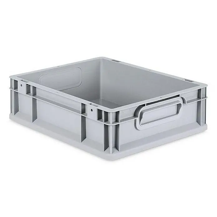 Proregal Euroboxen-Set 5x Eurobox NextGen Economy mit Auflagedeckel und 4x Verschlüsse Schwarz - Kunststoff, Grau, 5 Stk. - Graue Kunststoffbox mit Griffen, ideal für Lagerung und Transport. Robust und stapelbar.