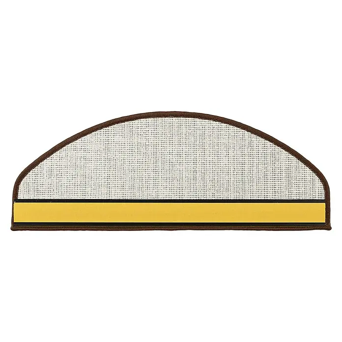 Stufenmatte Lyon - 65 x 23,5 cm, Braun, Halbrund - Halbkreisförmiger Aufnäher mit gelbem Balken und brauner Umrandung. Das Netzmuster verleiht dem Produkt einen einzigartigen Look.