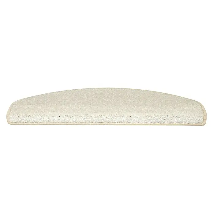 Stufenmatte Sundae - 65 x 23,5 cm, Creme, Halbrund - Nahaufnahme einer cremefarbenen Teppichstufe mit einem weichen und einladenden Texturdesign.