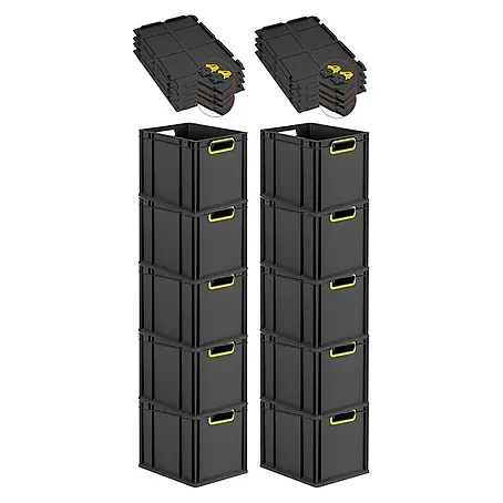 Proregal  Euroboxen-Set 10x Eurobox NextGen Color mit Scharnierdeckel und Verschlüssen