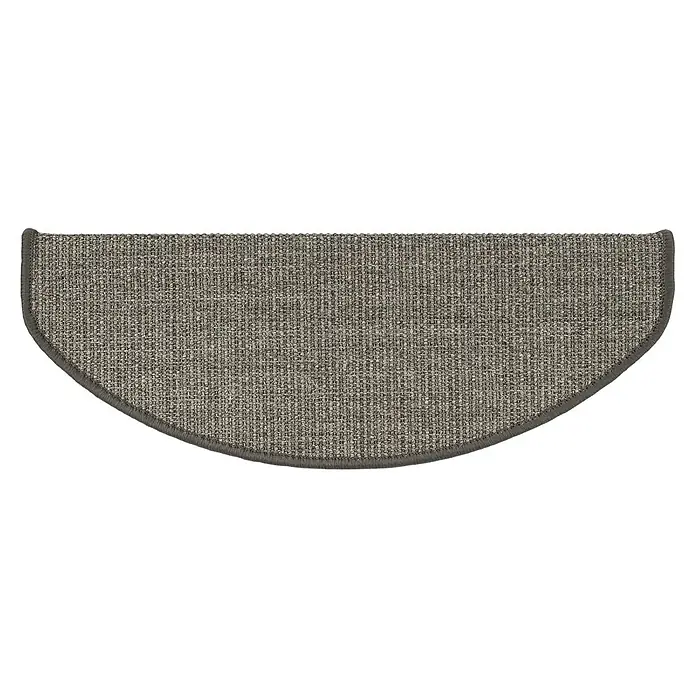 Stufenmatte Sisal - 65 x 23,5 cm, Grau, Halbrund - Halbmondförmiger Teppich für Treppenstufen. Der Treppenteppich hat eine graue Farbe und eine robuste Textur für mehr Sicherheit und Komfort.