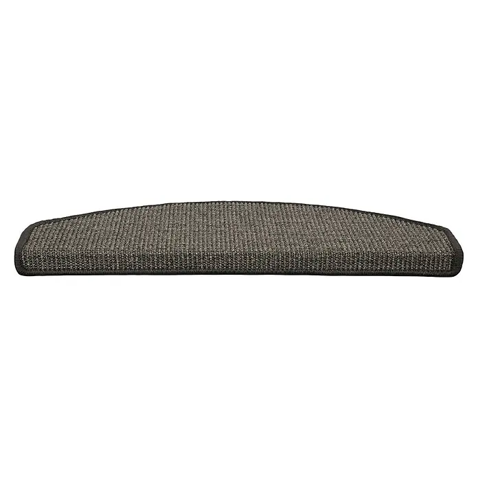Stufenmatte Sisal - 65 x 23,5 cm, Grau, Halbrund - Halbkreisförmige Treppenstufe aus strapazierfähigem, grauem Teppich mit rutschfester Unterseite für mehr Sicherheit.
