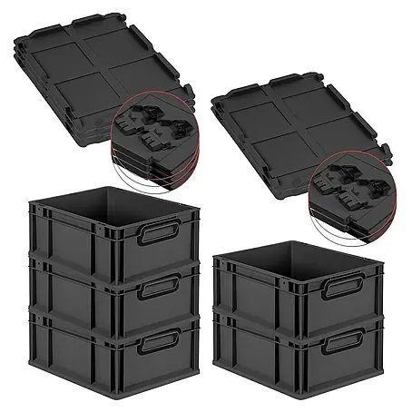 Proregal  Euroboxen-Set 5x Eurobox NextGen Color mit Scharnierdeckel und Verschlüssen