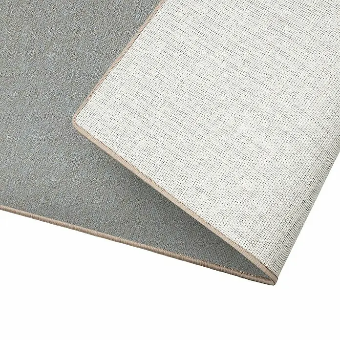 Flachgewebeteppich London - Beige, 100 x 100 cm, 100 % Polypropylen - Nahaufnahme eines Teppichs, der die Textur und die Details der Verarbeitung zeigt. Ideal für die visuelle Darstellung von Heimtextilien.