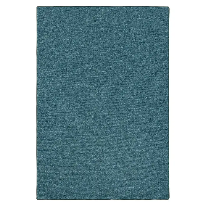 Flachgewebeteppich London - Grün, 100 x 100 cm, 100 % Polypropylen - Nahaufnahme einer türkisfarbenen Textiloberfläche mit feiner, gleichmäßiger Struktur, ideal als neutraler Hintergrund.