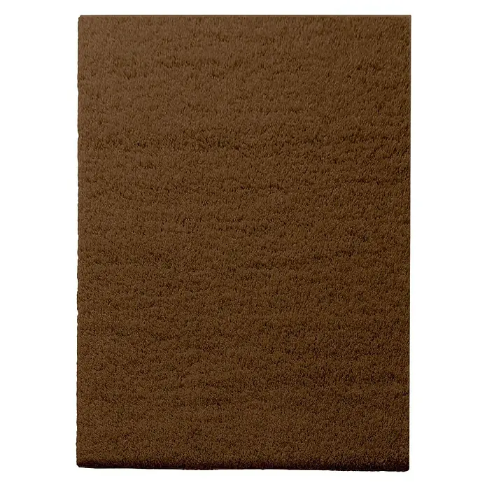 Hochflorteppich Barcelona - Dunkelbraun, 100 x 100 cm, 100 % Polypropylen - Nahaufnahme eines quadratischen Teppichs mit dichter, brauner Textur, ideal für ein gemütliches Ambiente im Wohnbereich.
