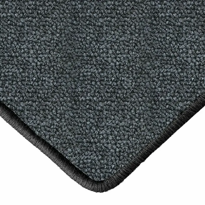 Flachgewebeteppich London - Anthrazit, 100 x 100 cm, 100 % Polypropylen - Nahaufnahme eines grauen Teppichs mit dunkler Umrandung.