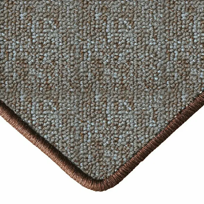 Flachgewebeteppich London - Hellbraun, 100 x 100 cm, 100 % Polypropylen - Nahaufnahme eines Teppichs mit brauner Umrandung, der eine dichte Textur aufweist. Ideal für Wärme und Komfort im Raum.