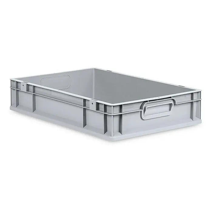 Proregal Euroboxen-Set 5x Eurobox NextGen Grip mit Auflagedeckel inkl. 4 schwarzen Verschlüssen - L x B x H: 60 x 40 x 12 cm, Kunststoff, Grau, 5 Stk. - Graue Kunststoffbox mit Griffen zur Aufbewahrung von Gegenständen und zur Organisation von Lagerbeständen im Haus, Büro oder Lager.