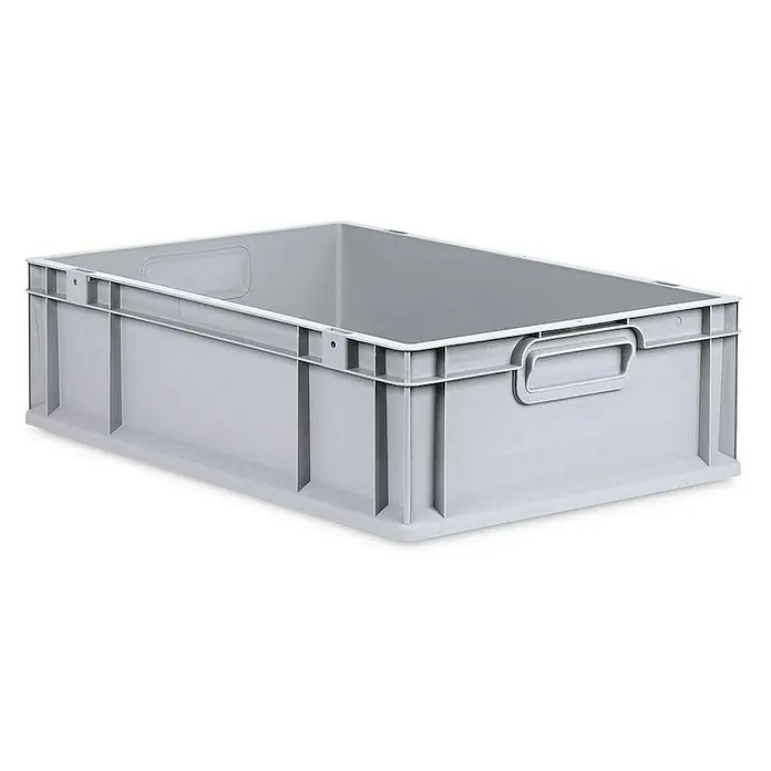 Proregal Euroboxen-Set 5x Eurobox NextGen Economy mit Auflagedeckel und 4x Verschlüsse Schwarz - Kunststoff, Grau, 5 Stk. - Graue Kunststoffbox mit Griffen. Ideal zur Aufbewahrung von Gegenständen im Haushalt oder im Lager. Robust und stapelbar.