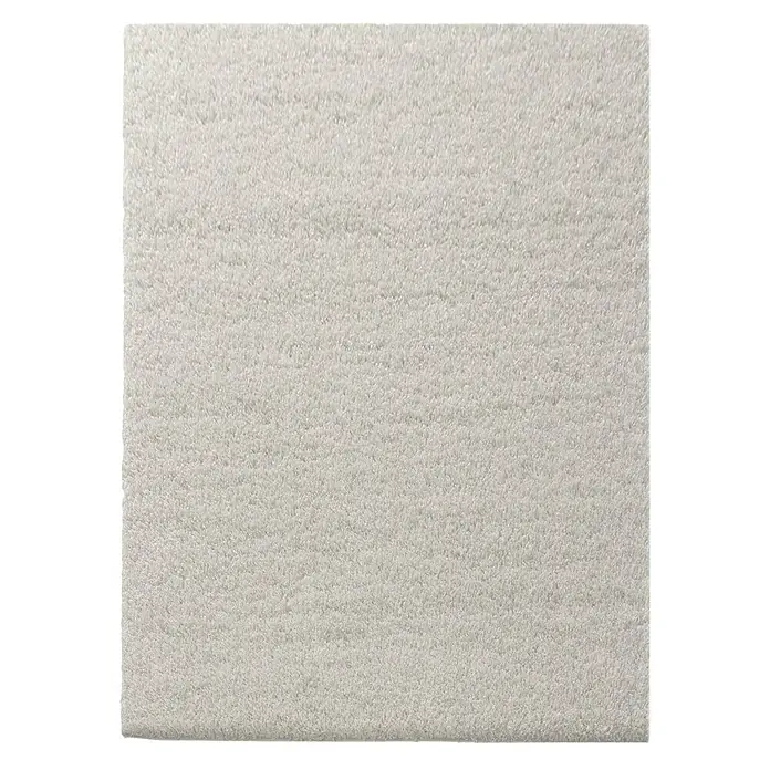 Hochflorteppich Barcelona - Creme, 200 x 200 cm, 100 % Polypropylen - Nahaufnahme eines quadratischen, flauschigen, cremefarbenen Teppichs mit leichter Textur und weicher Oberfläche.
