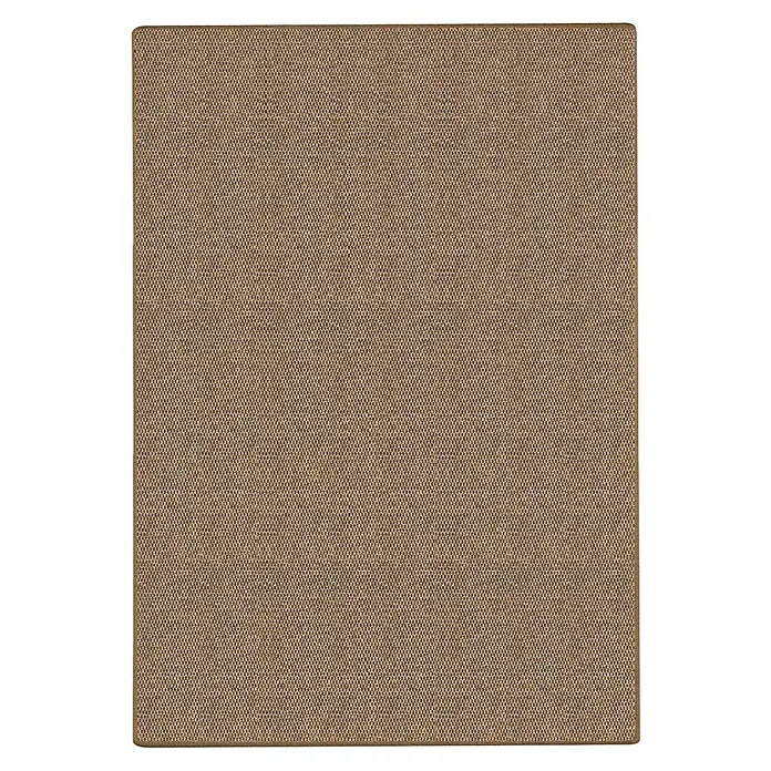 Flachgewebeteppich Sylt - Kork, 200 x 150 cm, 100 % Sisal - Nahaufnahme einer beigen Sisal-Teppichstruktur, die die feine Webart und natürliche Textur des Teppichs hervorhebt.\n