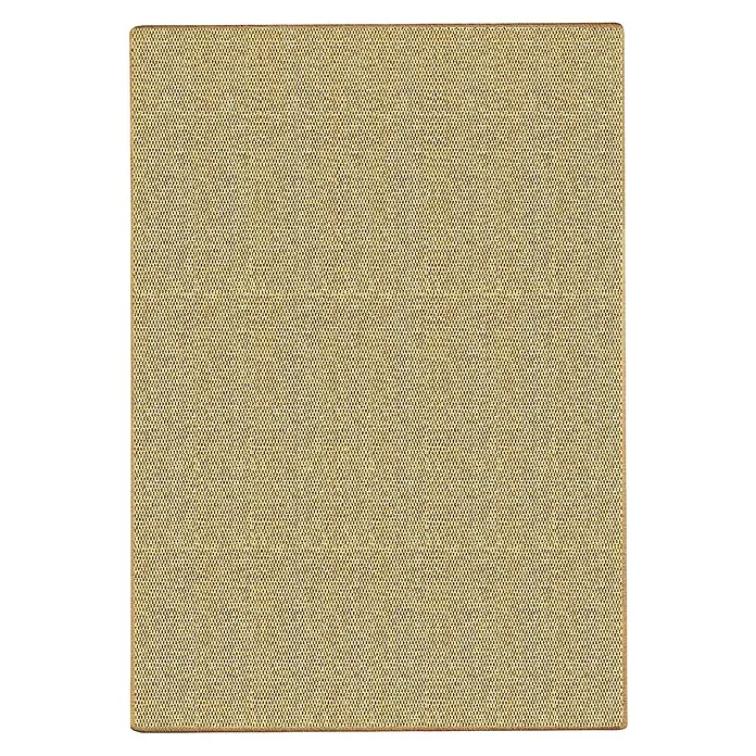 Flachgewebeteppich Sylt - Natur, 350 x 80 cm, 100 % Sisal - Nahaufnahme eines goldfarbenen Gewebes mit einer feinen Textur, ideal für Hintergründe und Textildesign.