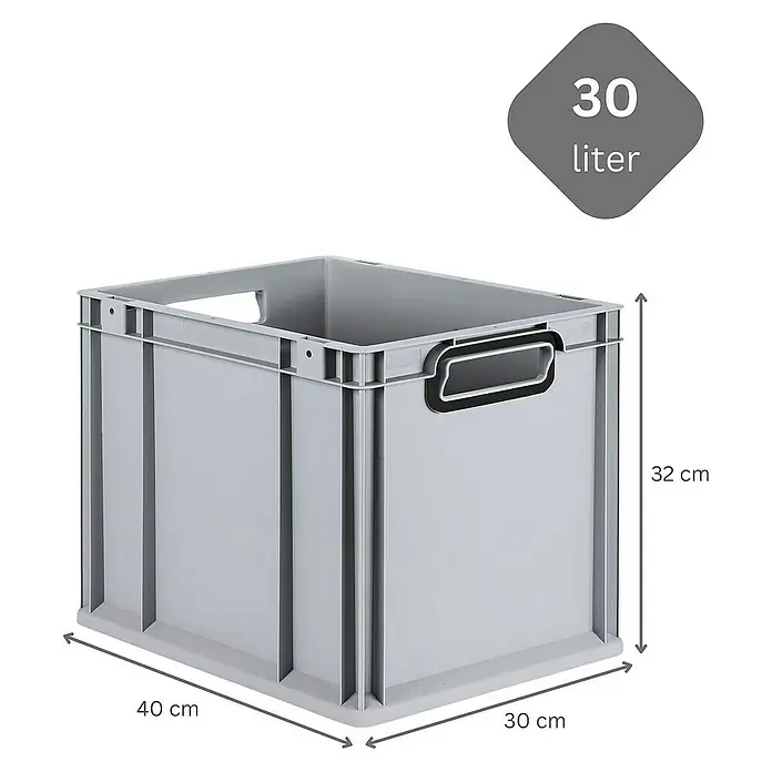 Proregal Euroboxen-Set 5x Eurobox NextGen Color mit Scharnierdeckel und Verschlüssen - Kunststoff, Grau, Schwarz, 5 Stk. - Graue 30-Liter-Kunststoffbox mit den Maßen 40 cm x 30 cm x 32 cm für Lagerung und Organisation.