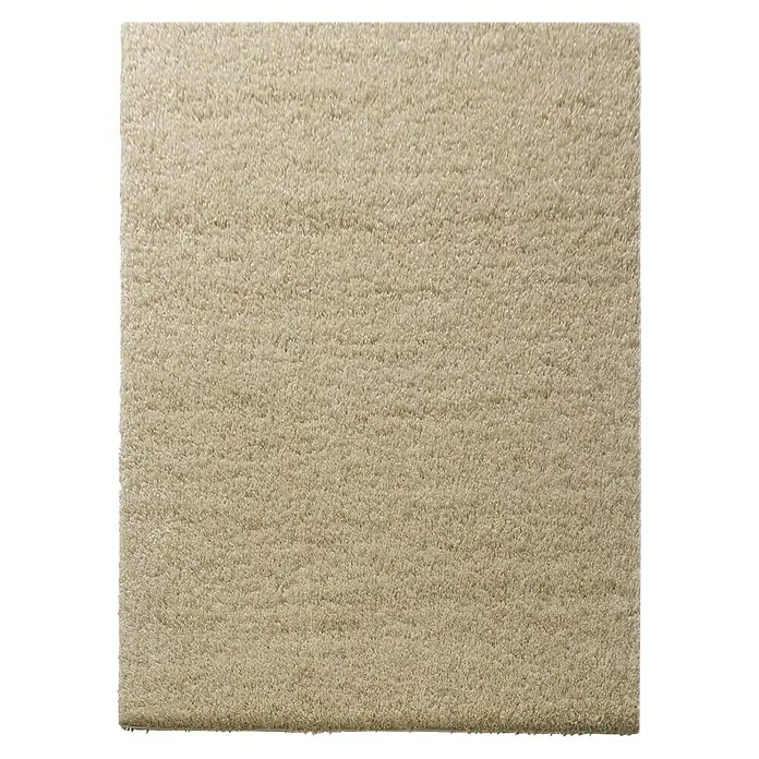 Hochflorteppich Barcelona - Beige, 200 x 200 cm, 100 % Polypropylen - Detailaufnahme eines beigefarbenen, hochflorigen Teppichs, der Wärme und Komfort ausstrahlt, ideal für gemütliche Wohnräume.