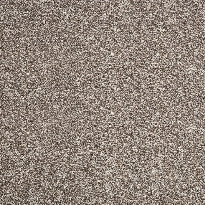 Kurzflorteppich Lyon - Braun, 450 x 80 cm, 100 % Polypropylen - Nahaufnahme eines Teppichs mit einem gesprenkelten Muster in Braun- und Beigetönen, ideal für Wohn- und Geschäftsräume.