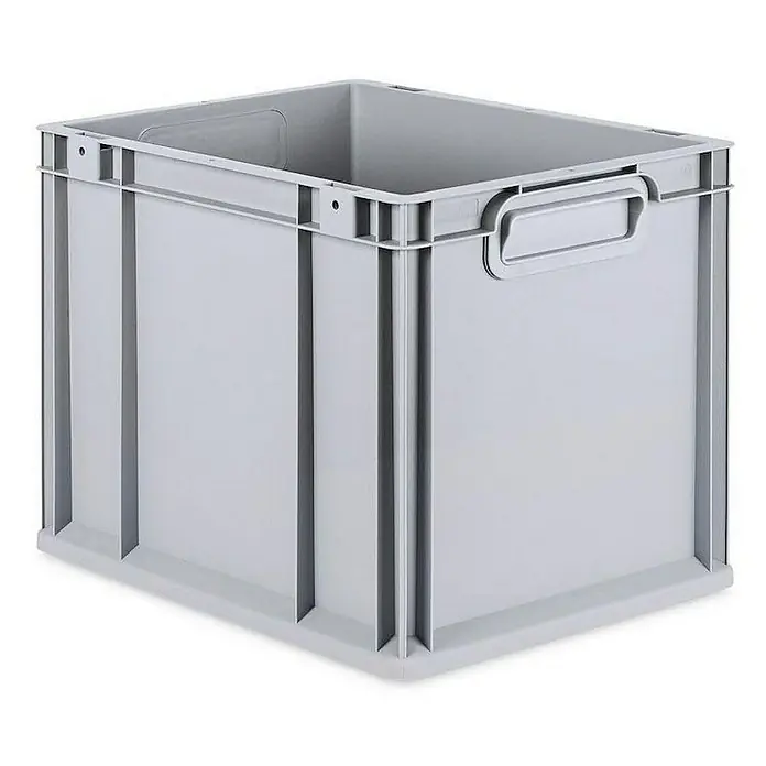 Proregal Euroboxen-Set 5x Eurobox NextGen Economy mit Auflagedeckel und 4x Verschlüsse Rot - Kunststoff, Grau, 5 Stk. - Grauer Kunststoffbehälter mit Griffen und verstärkten Kanten, ideal für Lagerung und Transport verschiedener Gegenstände.