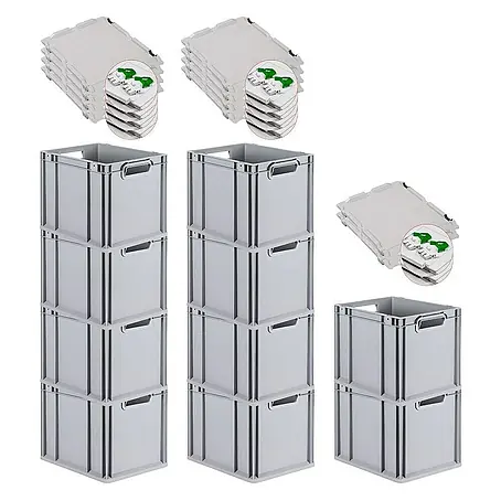 Proregal  Euroboxen-Set 10x Eurobox NextGen Grip mit Scharnierdeckel und grünen Verschlüssen