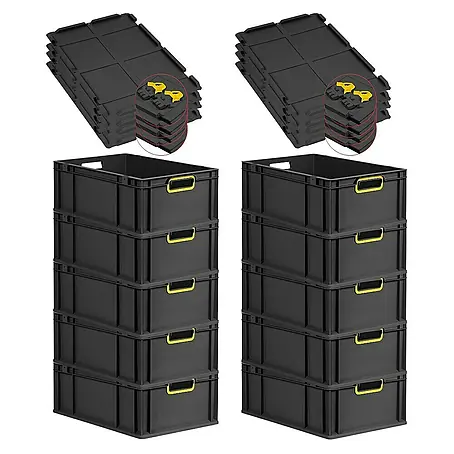 Proregal  Euroboxen-Set 10x Eurobox NextGen Color mit Scharnierdeckel und Verschlüssen