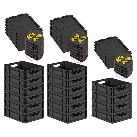 Proregal  Euroboxen-Set 16x Eurobox NextGen Grip mit Auflagedeckel inkl. 4 gelben Verschlüssen